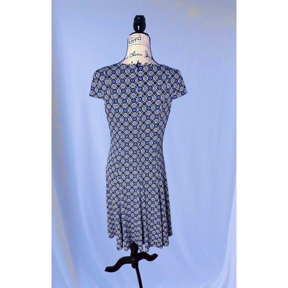 Jessica Howard Womens Size 8 Blue Argyle Pattern Sleeveless Midi Dress Fit Flare - Picture 8 of 9